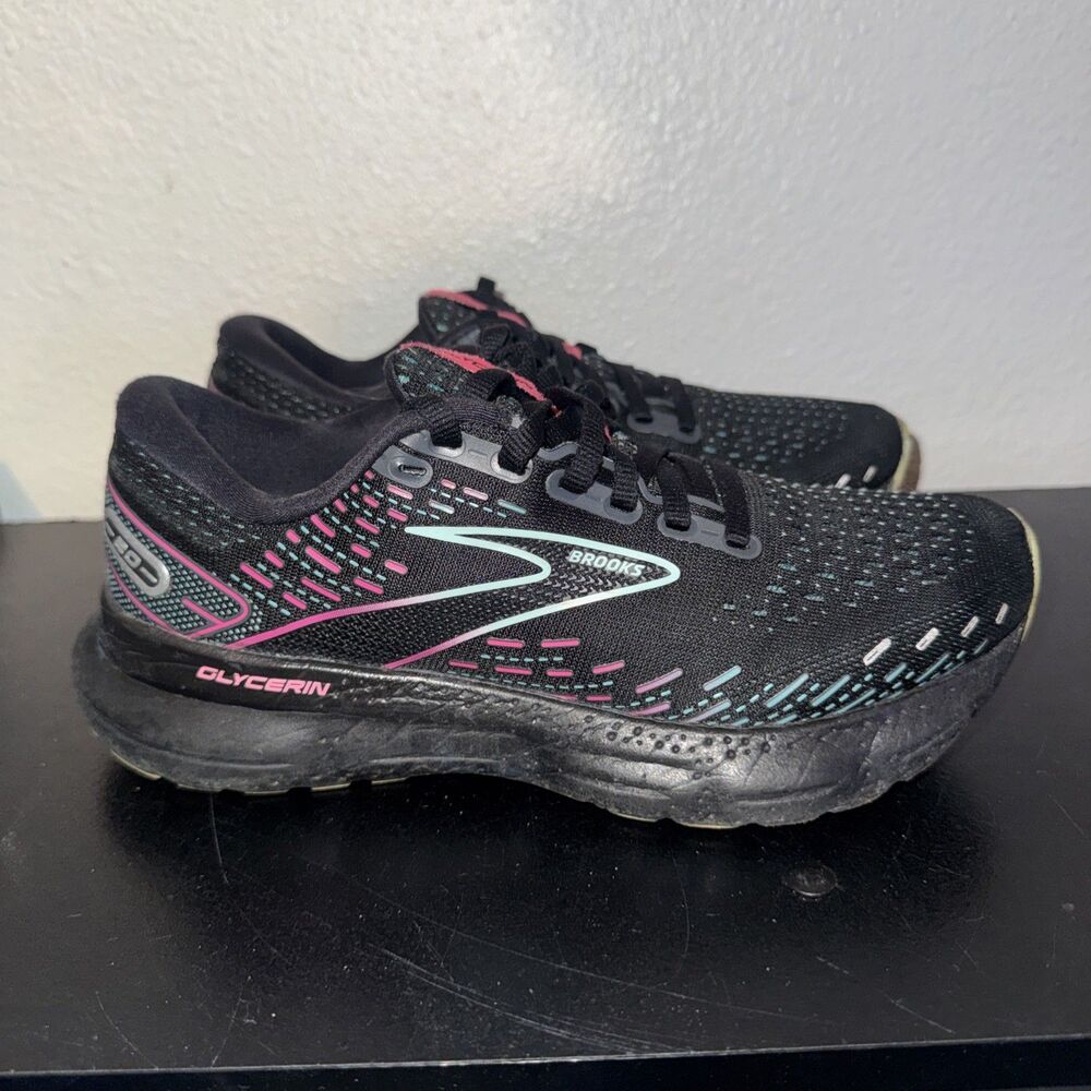 Brooks Glycerin 20 Women’s Size 6.5B Black Blue Pink Running Shoes -1203691B005